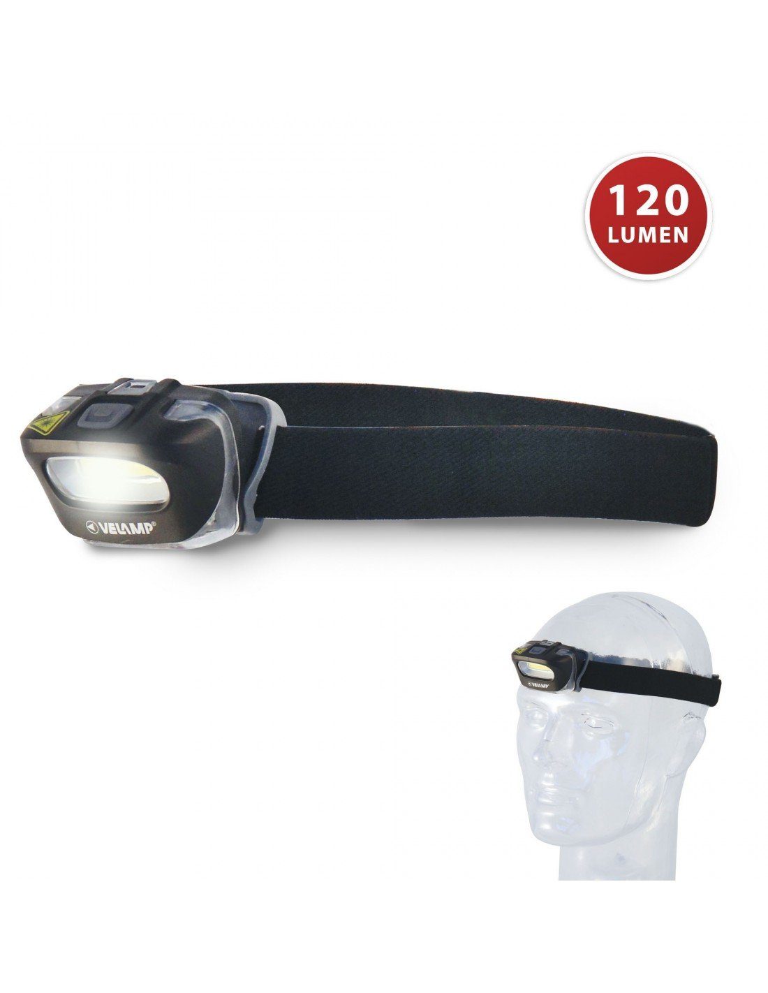Velamp LED Stirnlampe Velamp ZEUS Stirnleuchte, COB 3W, 120 Lumen, blendfreies Streulicht