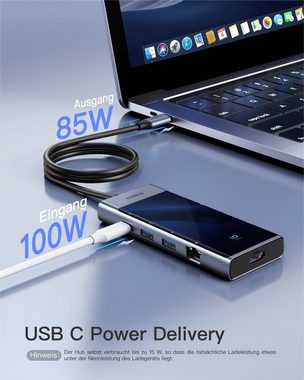 Inateck 10 in 1 USB C Hub, USB 3.2 Gen 2, 4K HDMI, 50 cm Kabel USB-Adapter