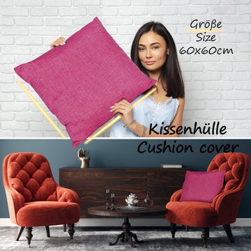 ANRO Dekokissen Kissenhülle MIT oder OHNE Füllung Kissenbezug Zierkissen, Kissenhülle in 60x60cm ohne Füllung Fuchsia