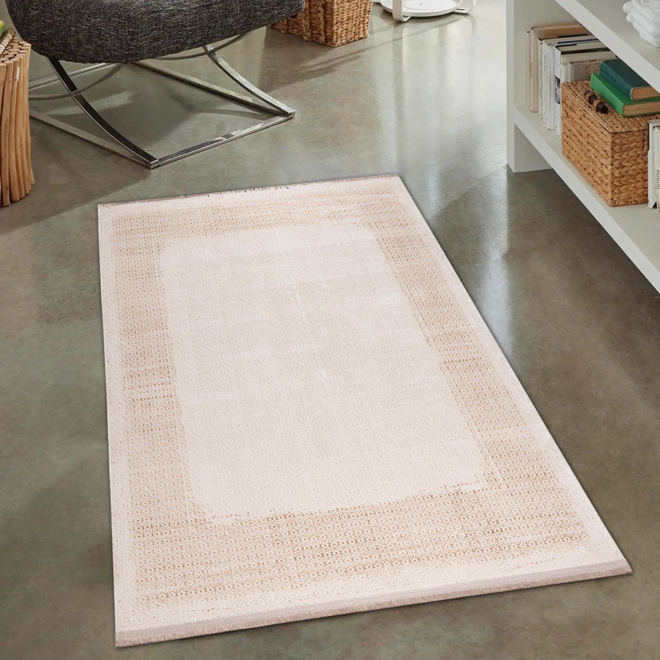 Teppich Hochwertiger Designer Teppich, glänzend, in gold-weiß, Carpetia,  rechteckig, Höhe: 5 mm