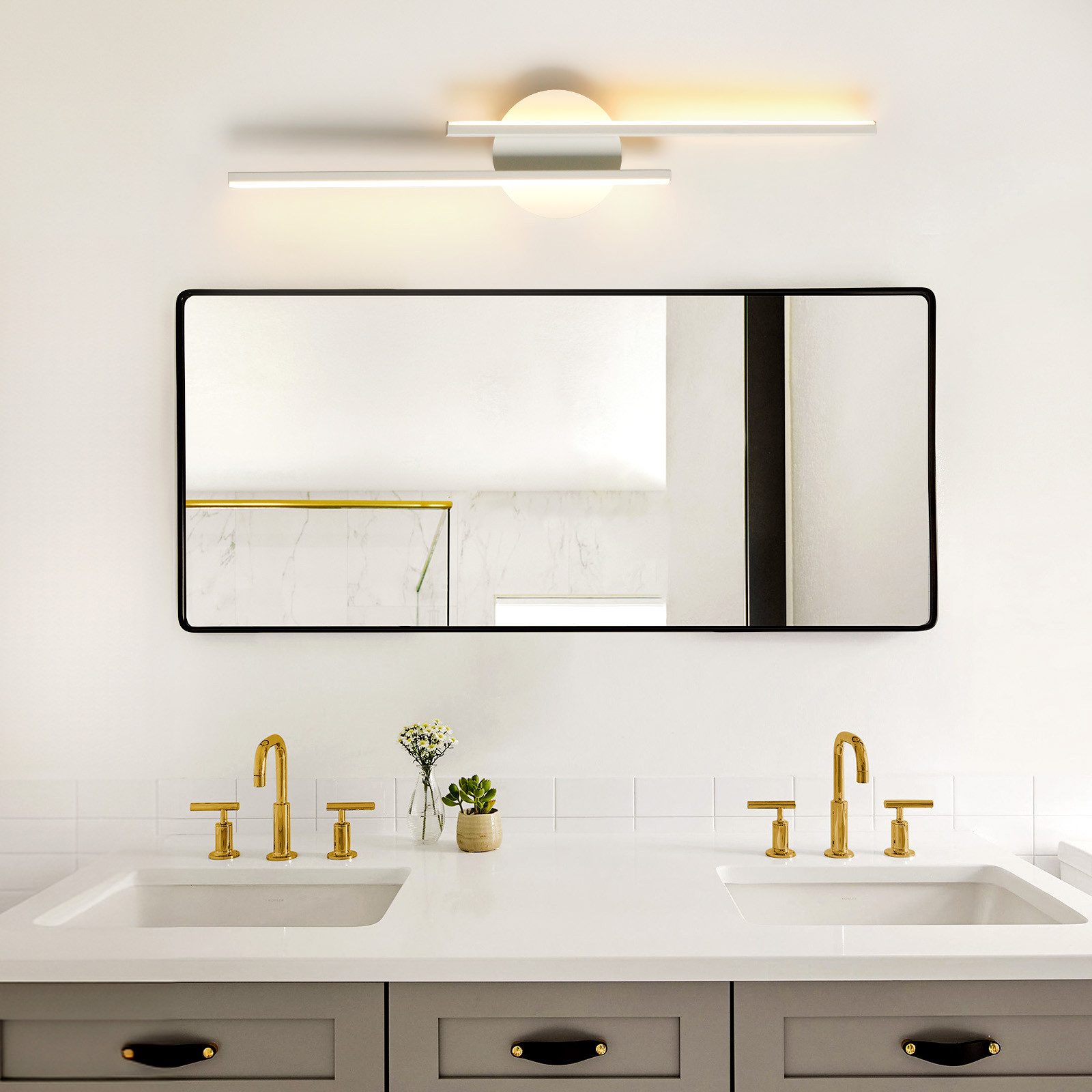Riserva LED Wandleuchte LED Wandleuchte Innen Weiß 24W, Wandlampe Warmweiß Treppenhaus, LED wechselbar, Minimalistischer Stil, einfache Installation, augenschon – Bild 4 von 5
