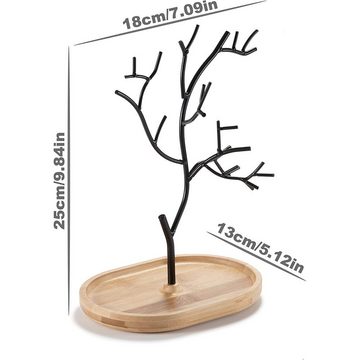 Lubgitsr Schmuckständer Schmuckbaum aus Holz und Metall - Schmuckständer für Ketten Ringe (1 St)