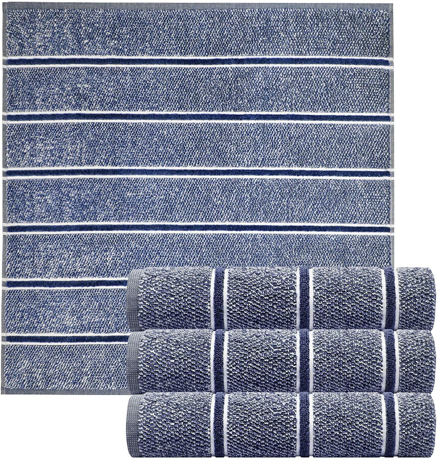 Lashuma Handtuch Set Checks, Frottee, (Set, 4-tlg), Geschirrtücher blau gestreift 50x50 cm Baumwolle