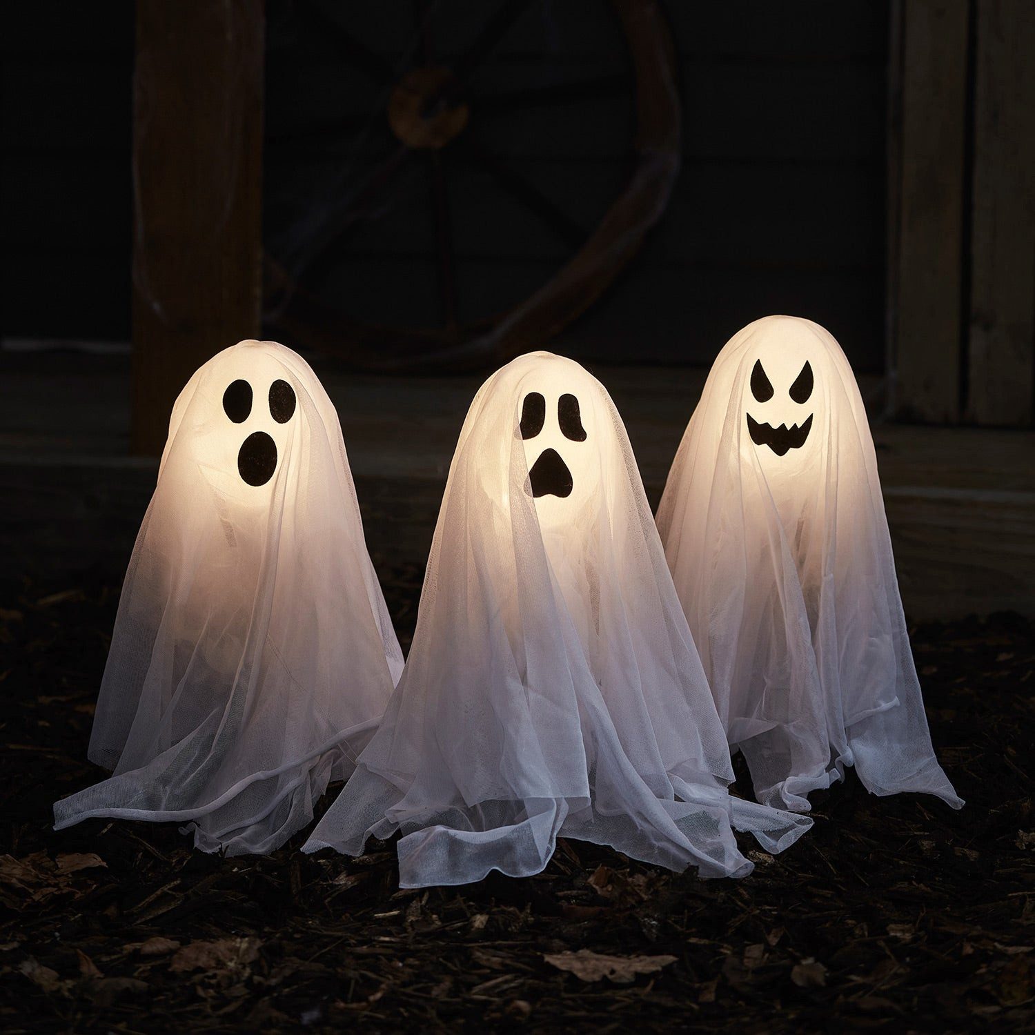 Lights4fun LED Dekolicht 3er Set Stableuchten Geister