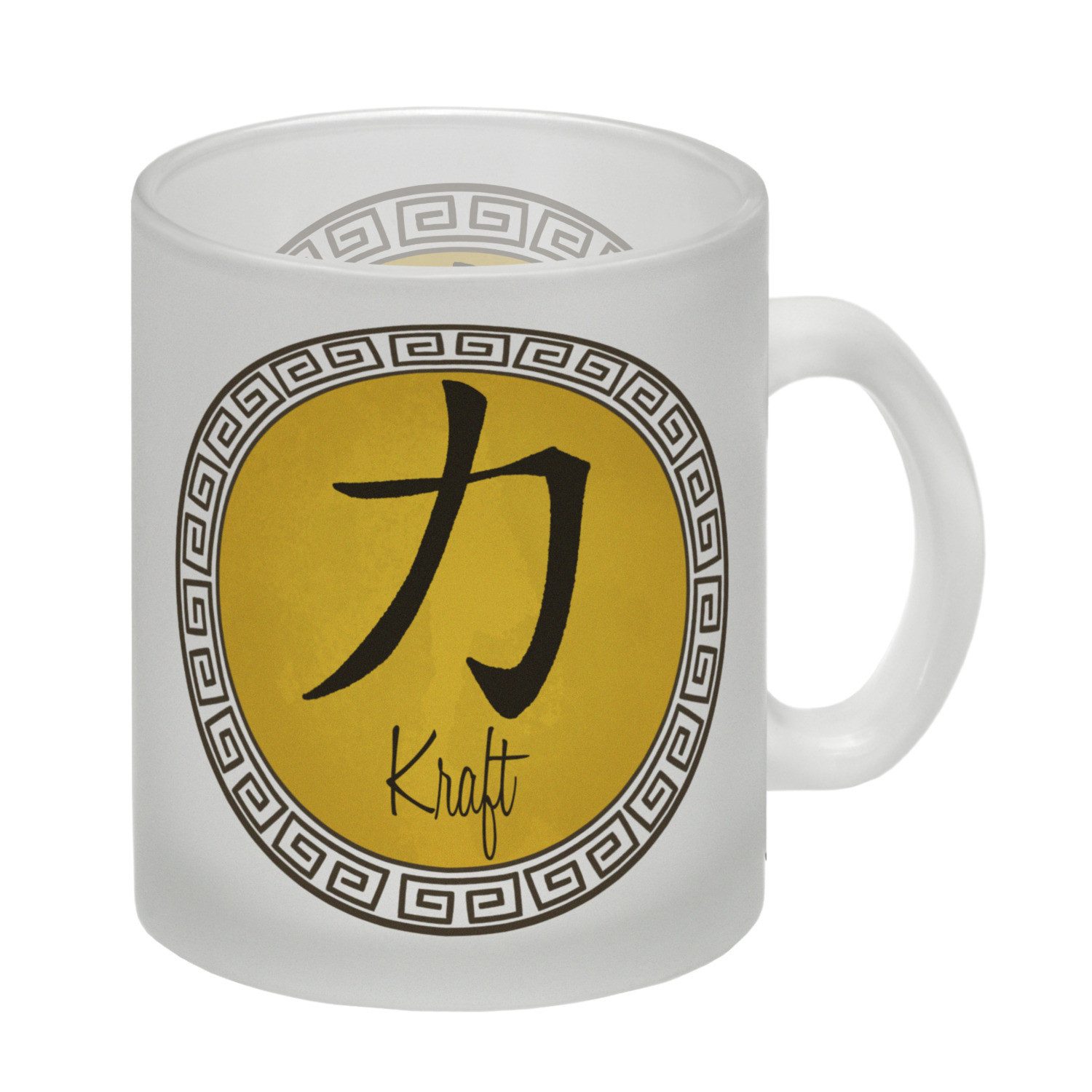 speecheese Tasse Chinesisches Zeichen für Kraft Glas Tasse in gelb