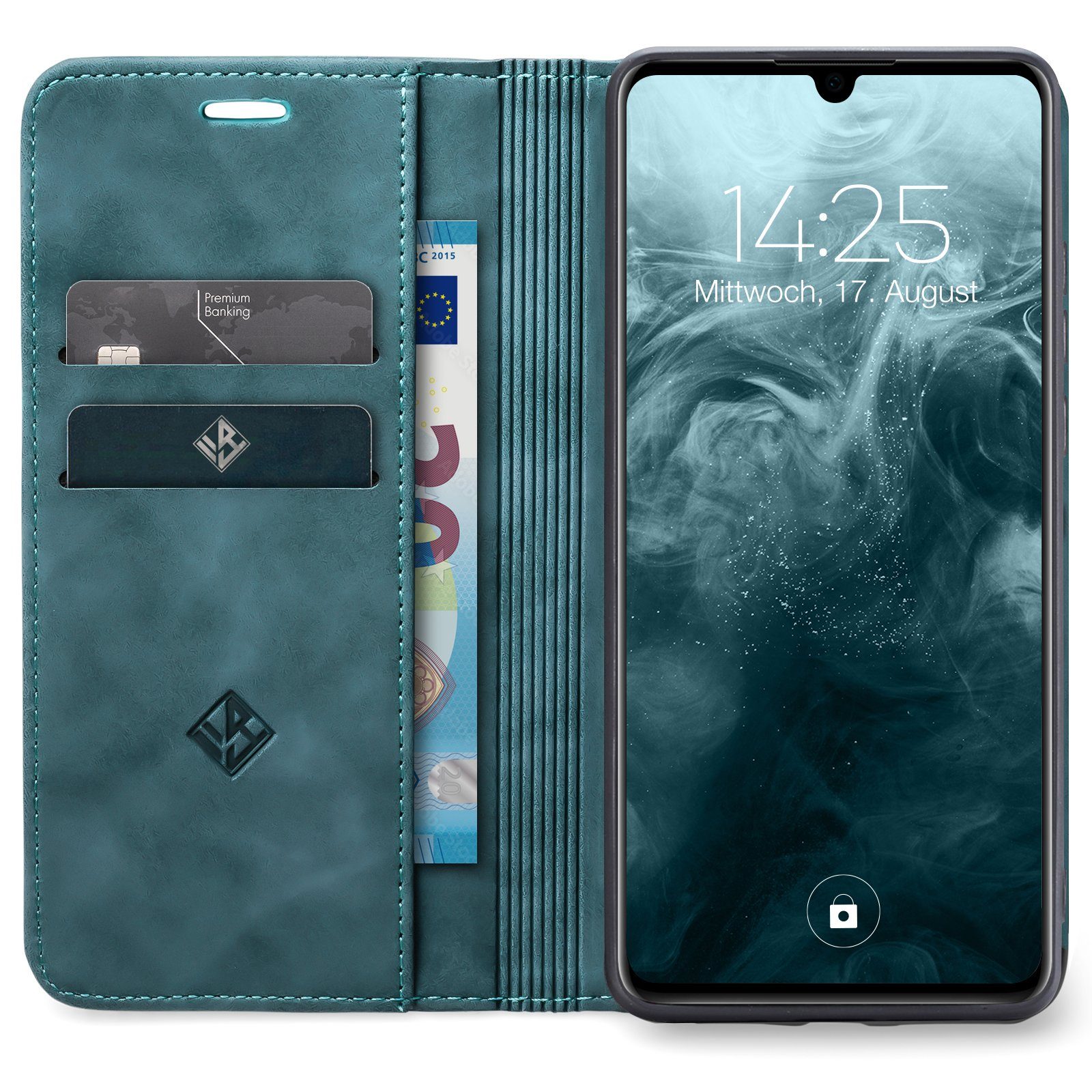 Tec-Expert Handyhülle Tasche Hülle für Huawei P30 Lite 6.15 Zoll, 6.15, Cover Klapphülle Case mit Kartenfach Fliphülle aufstellbar