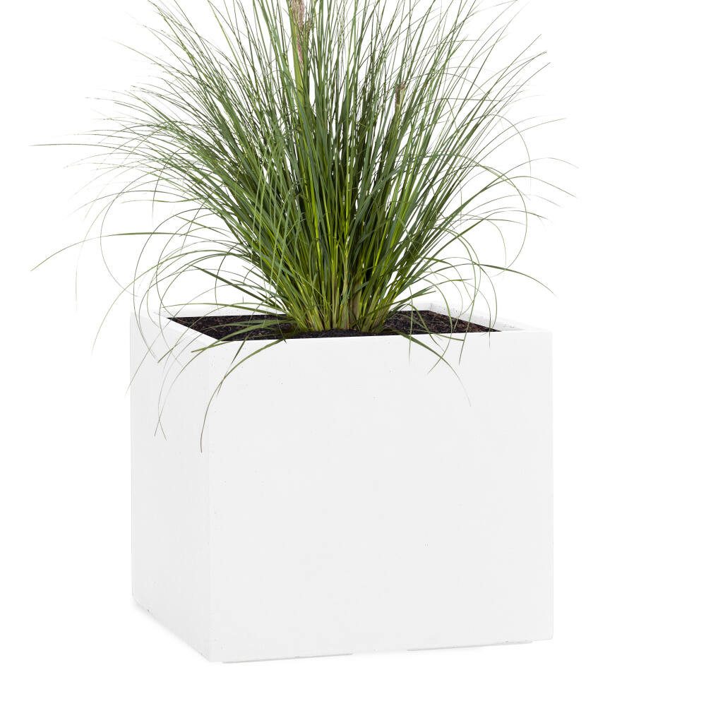 Pflanzwerk® Pflanzkübel CUBE Premium Fiberglas Blumenkübel Frostbeständig mit Lotus-Effekt, Lotus-Effekt - Handgefertigt - Eckig - Frostbeständig