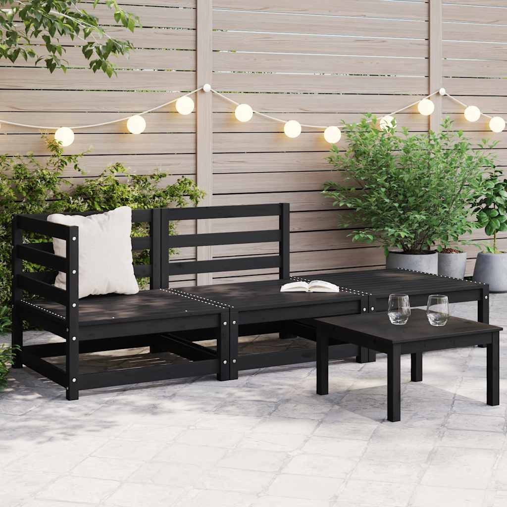 vidaXL Sofaelement 3-tlg. Garten-Lounge-Set Schwarz Massivholz Kiefer (1 St)