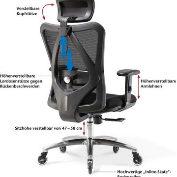 aktivshop Bürostuhl mit ergonomischer Rückenlehne und Kopfstütze, bis 150 kg
