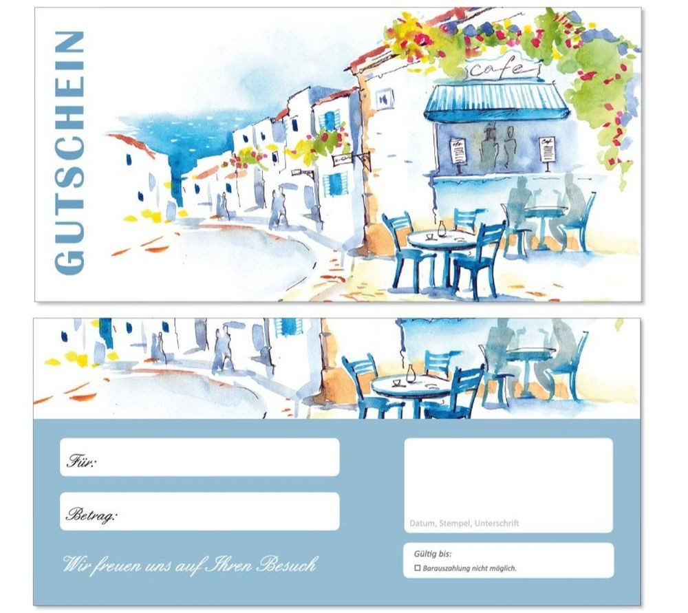 Geschenkkarte Geschenkgutscheine Gastronomie Straßencafé