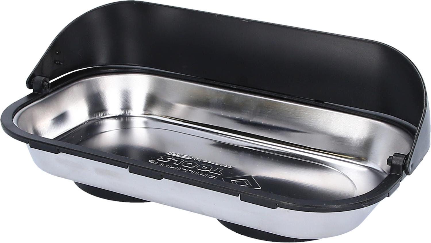 Magnethalter Magnetisches Tablett / Schale aus Edelstahl mit Auffangrahmen 140 x 240 mm