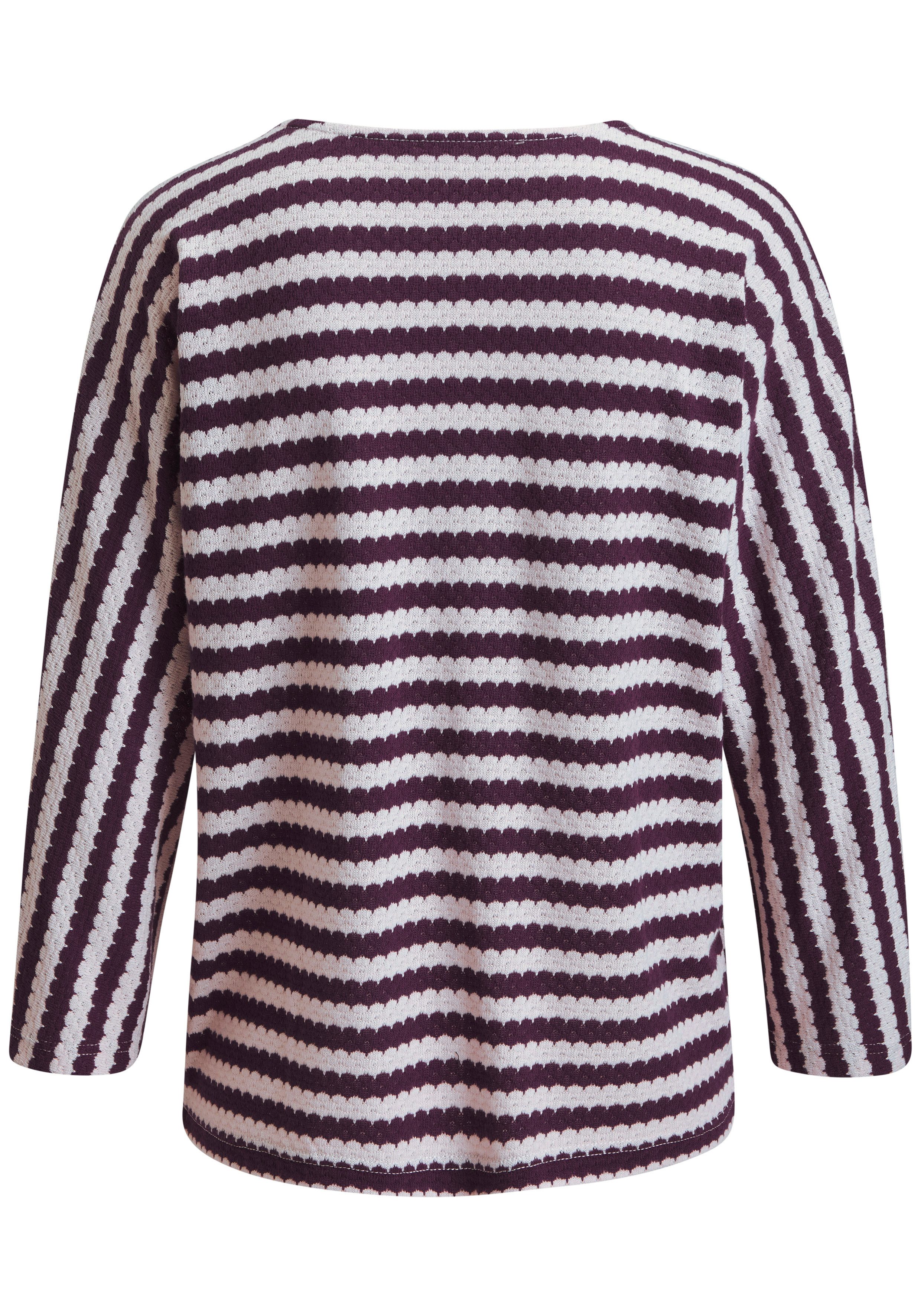 H.I.S 3/4-Arm-Shirt mit herbstlichem Streifendesign aus besonderer Strukturqualität – Bild 3 von 5