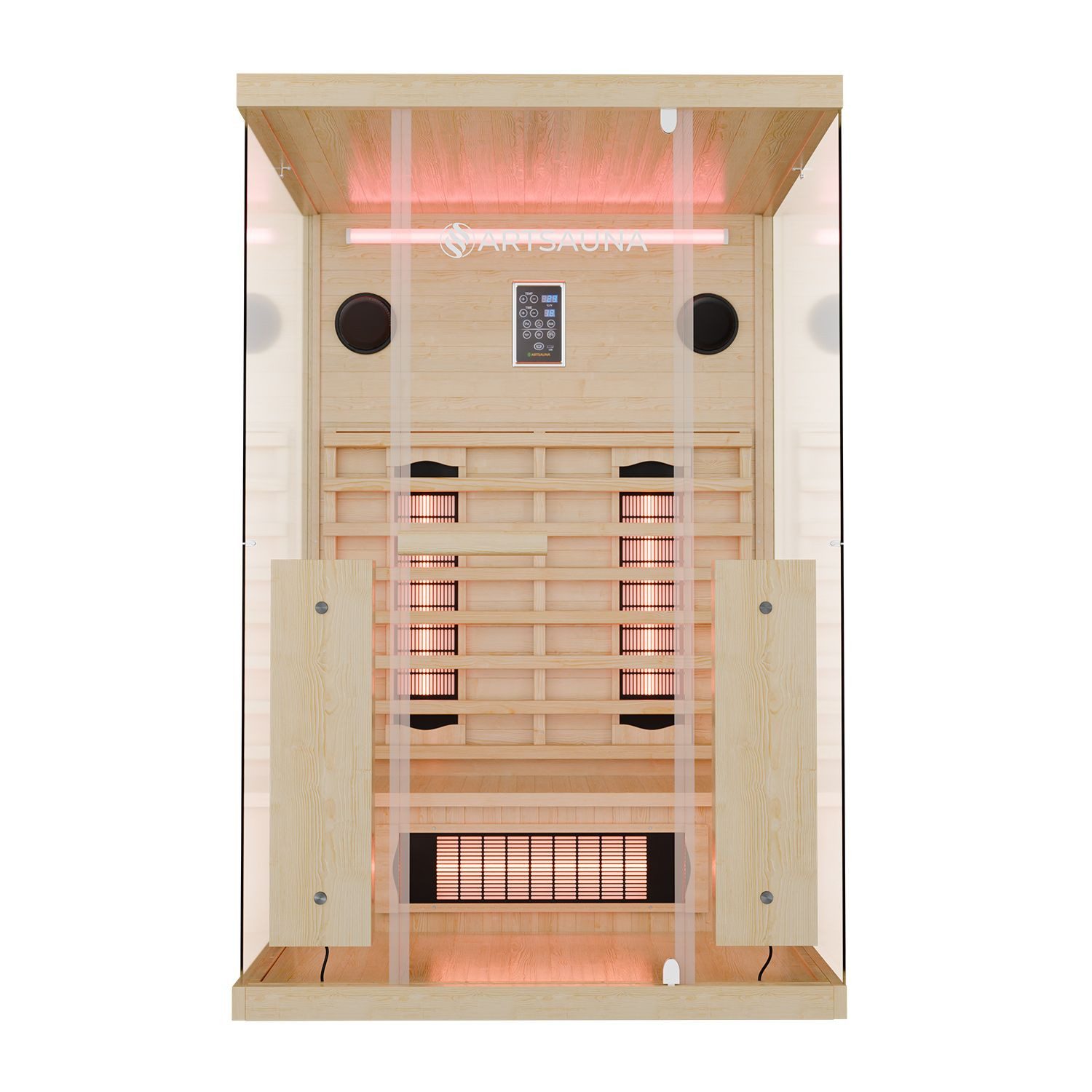Artsauna Infrarotkabine Göteborg, BxTxH: 120 x 105 x 190 cm, (1-St) Vollspektrumstrahler, Platz für 2 Personen, Inkl. LED, Bluetooth & Co