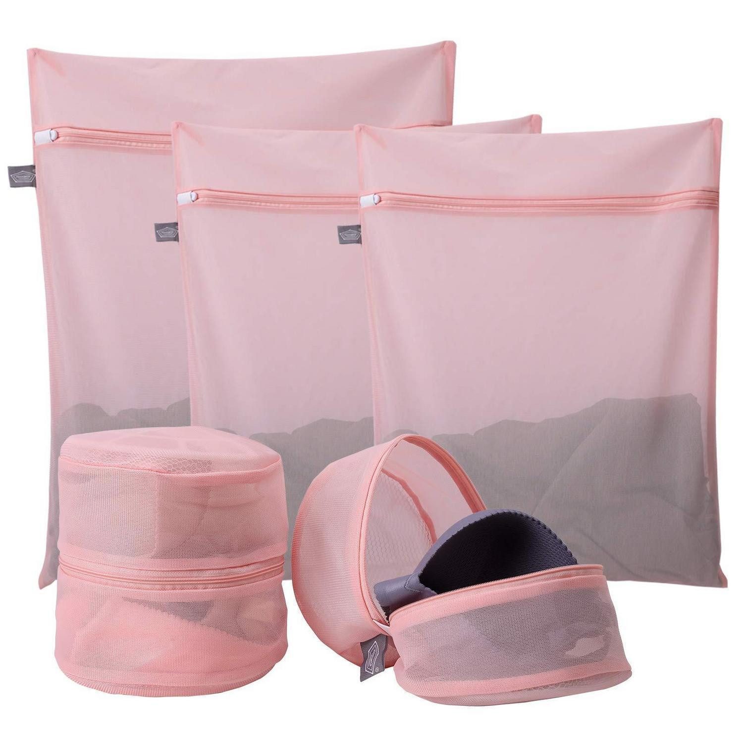 LuxusKollektion Wäschenetz Wäschesack Set Feinwäsche 5tlg. Rosa