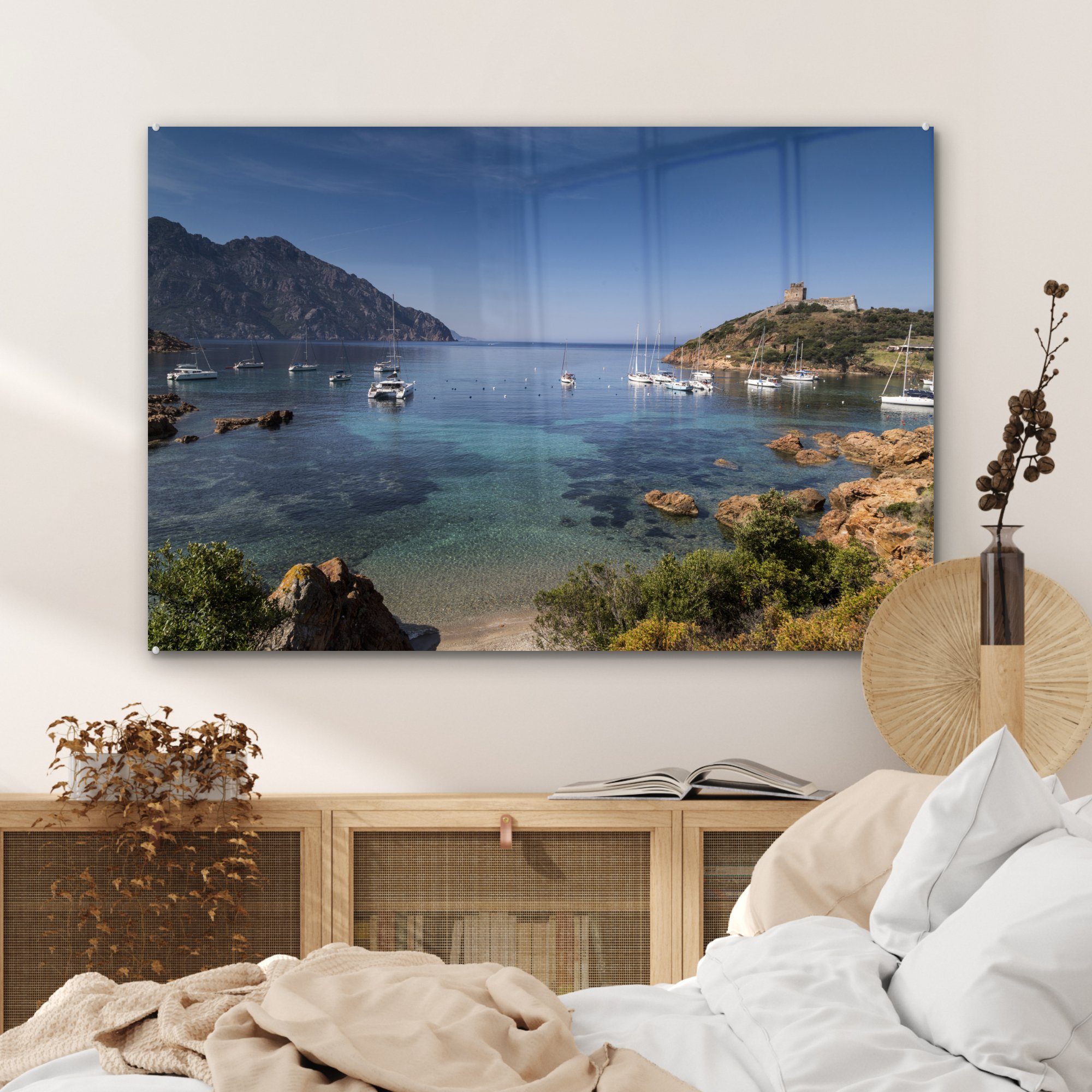 Acrylglasbild St), Acrylglasbilder (1 MuchoWow Eine Girolata Korsika, Bucht Schlafzimmer bei & Wohnzimmer auf