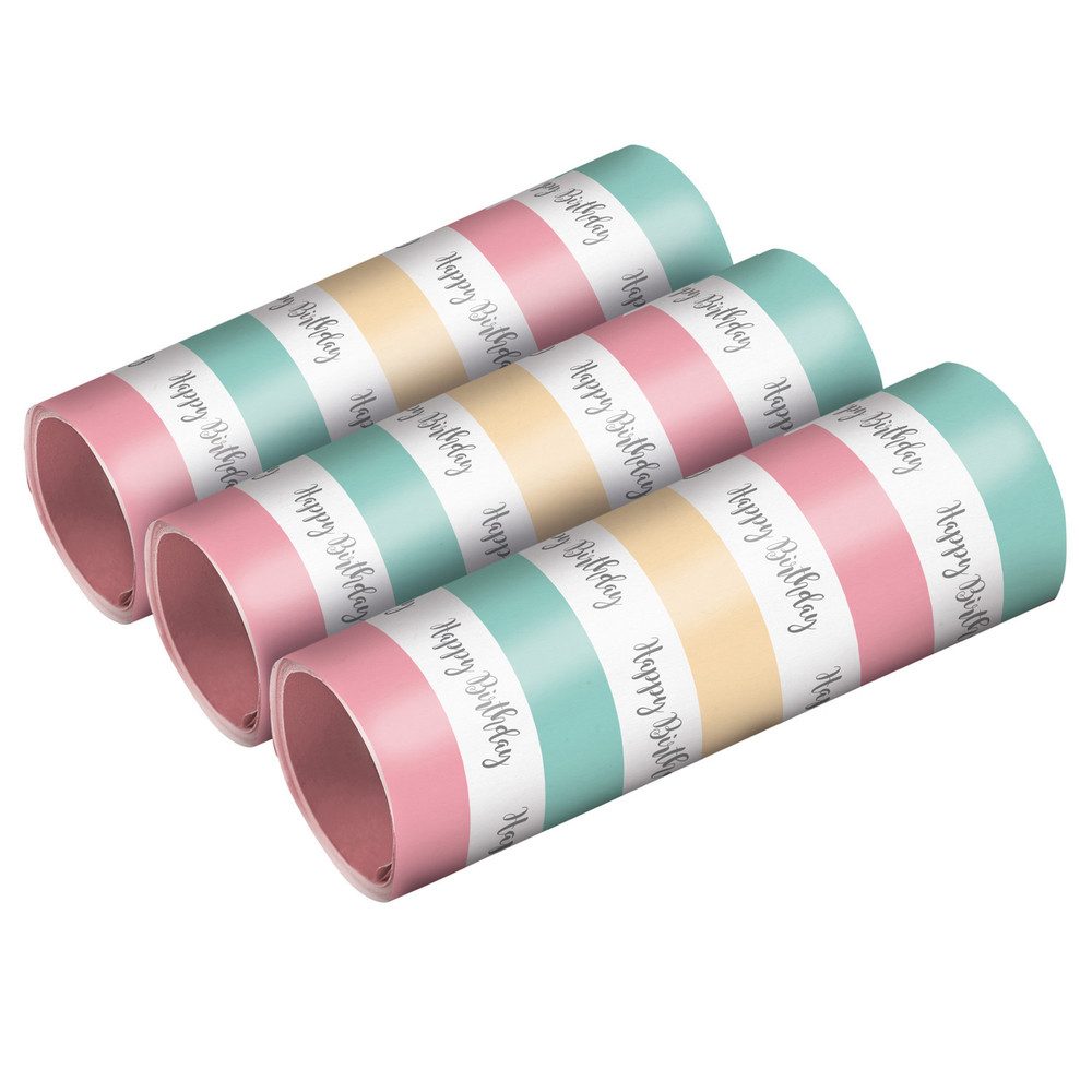 Amscan Luftschlange Luftschlangen 'Happy Birthday Pastell', 4m / 3 Ro