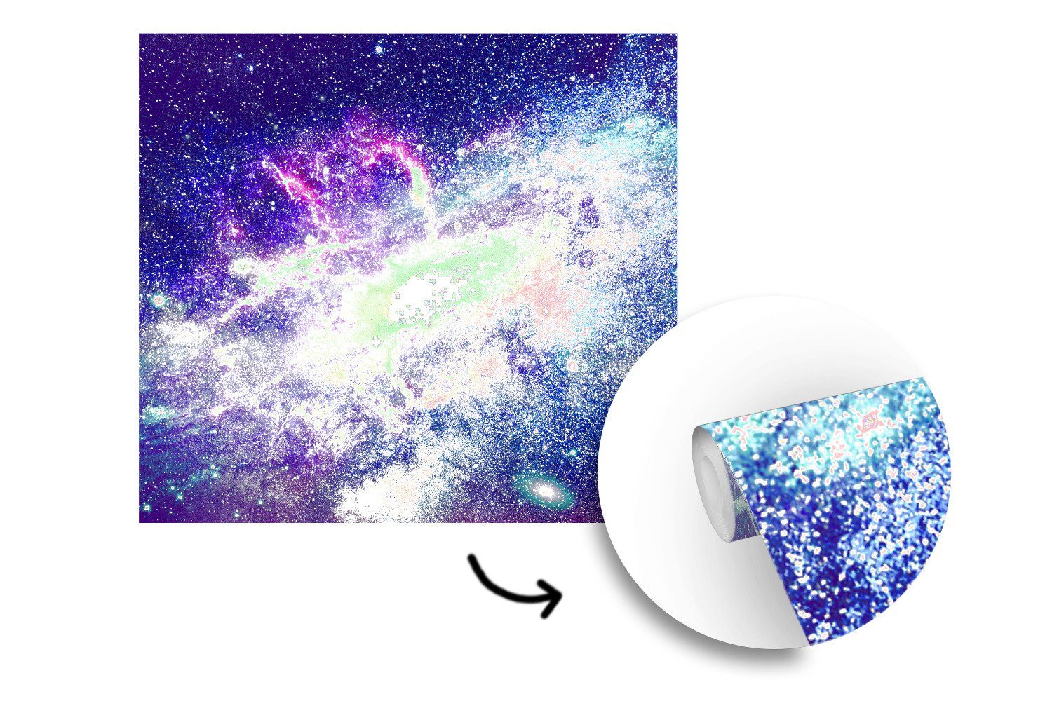 MuchoWow Fototapete Weltraum - Sterne (5 Tapete St), oder bedruckt, Matt, - Schlafzimmer, Blau, Wandtapete für Vinyl Wohnzimmer