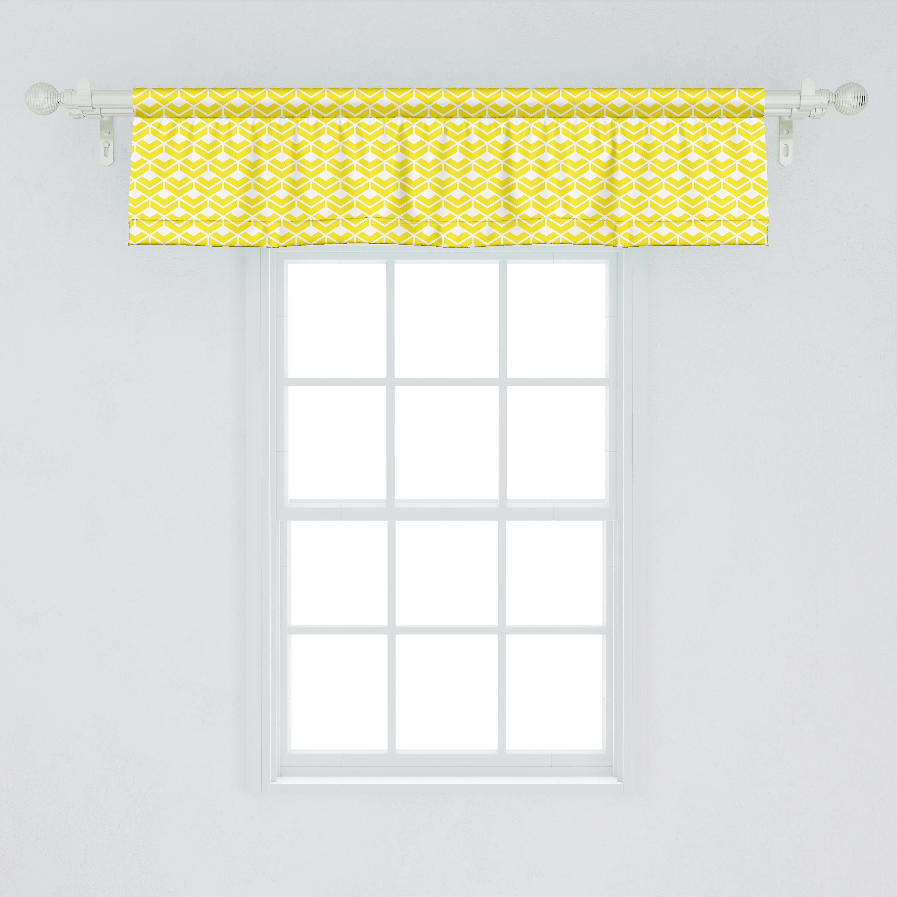 Scheibengardine Vorhang Volant für Küche Microfaser, Dekor Stangentasche, Geometrische Abstrakt mit Monotone Formen Schlafzimmer Abakuhaus