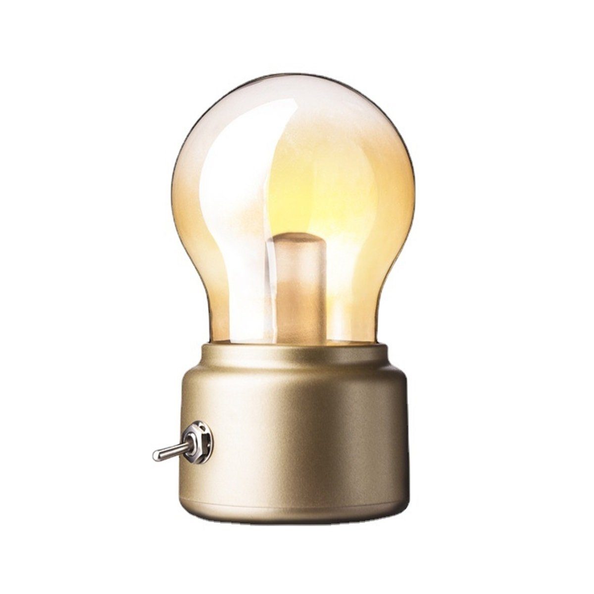 DOPWii Nachtlicht Glühbirne Vintage,Wiederaufladbare Nachtlicht für Schlafzimmer,Café, LED fest integriert Gold