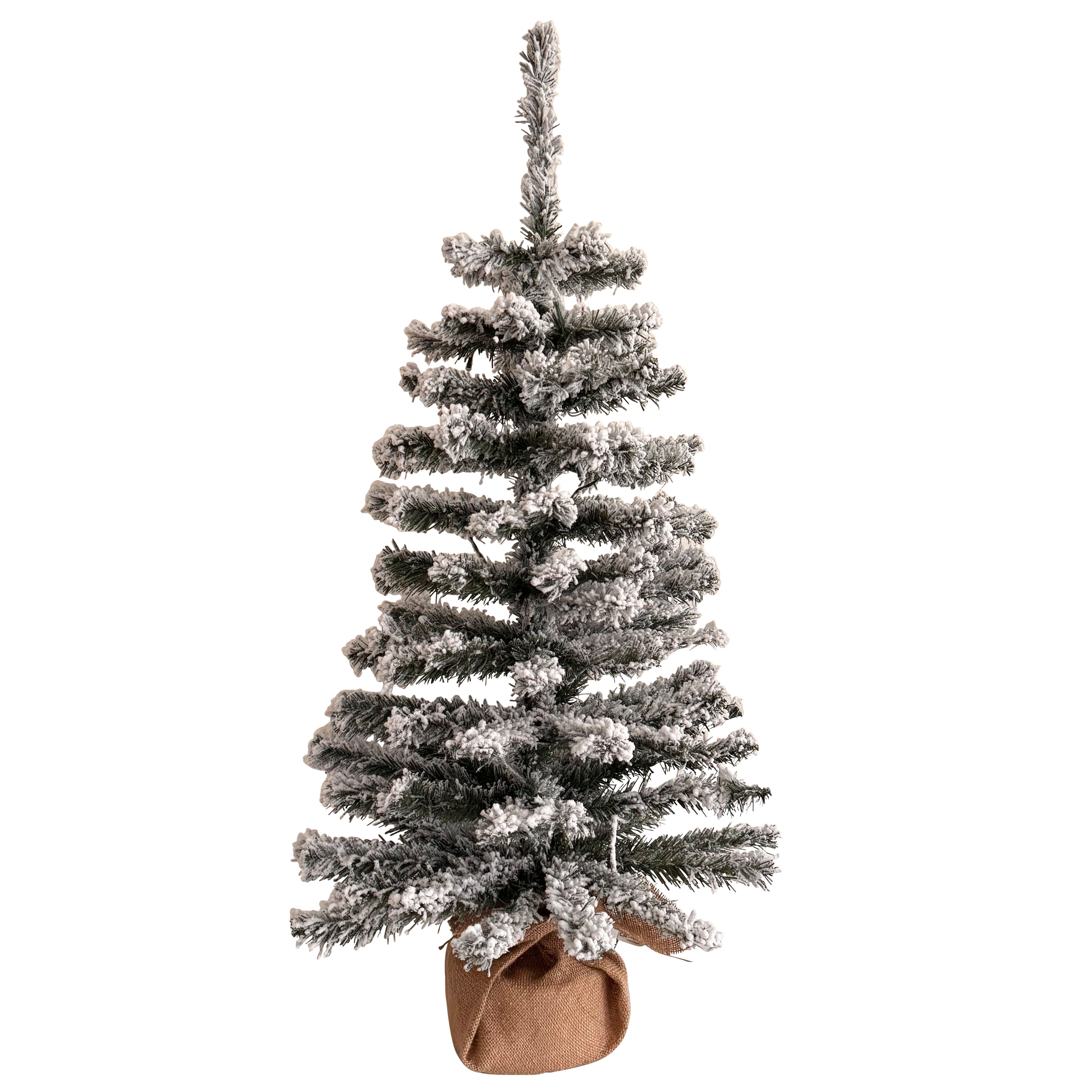 Online-Fuchs Künstlicher Weihnachtsbaum mit Schnee bedeckt und LED-Beleuchtung inkl. Timer - Weihnachtsdeko, 90 cm kleiner Tannenbaum, 50 warmweiße LEDs sorgen für ein stimmungsvolles Ambiente