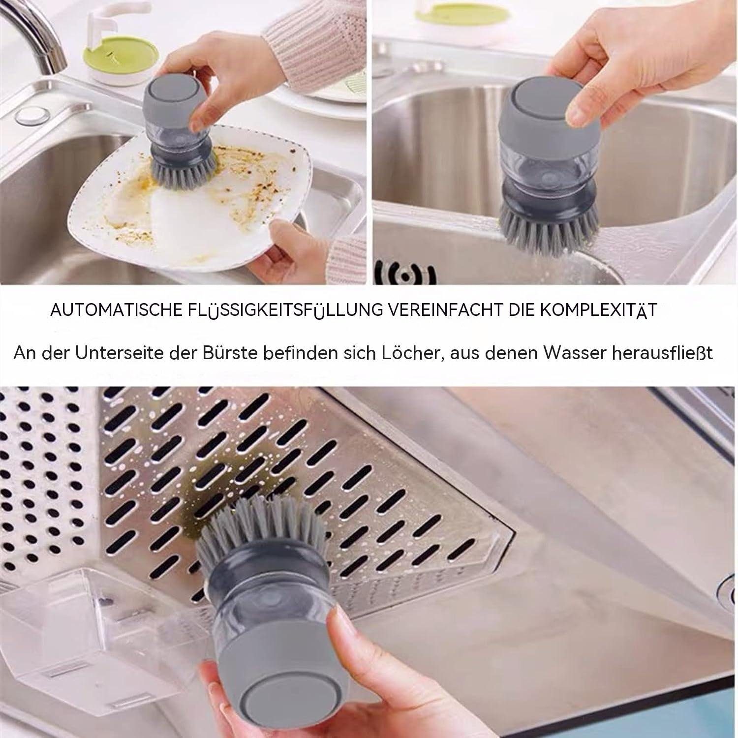 TUABUR Autowaschbürste Spülbürste Palm mit Seifenspender Pack) Kitchen grau (2er