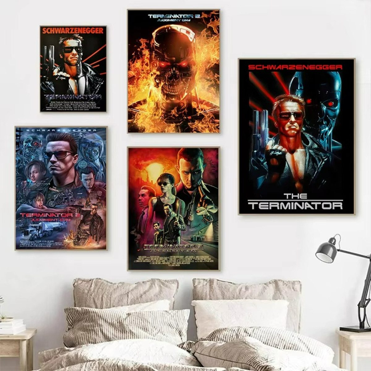 TPFLiving Kunstdruck (OHNE RAHMEN) Poster - Leinwand - Wandbild, Amerikanisches Science-Fiction-Leinwandgemälde zum Film Terminator (Leinwandbild XXL), Farben:  – Bild 3 von 5