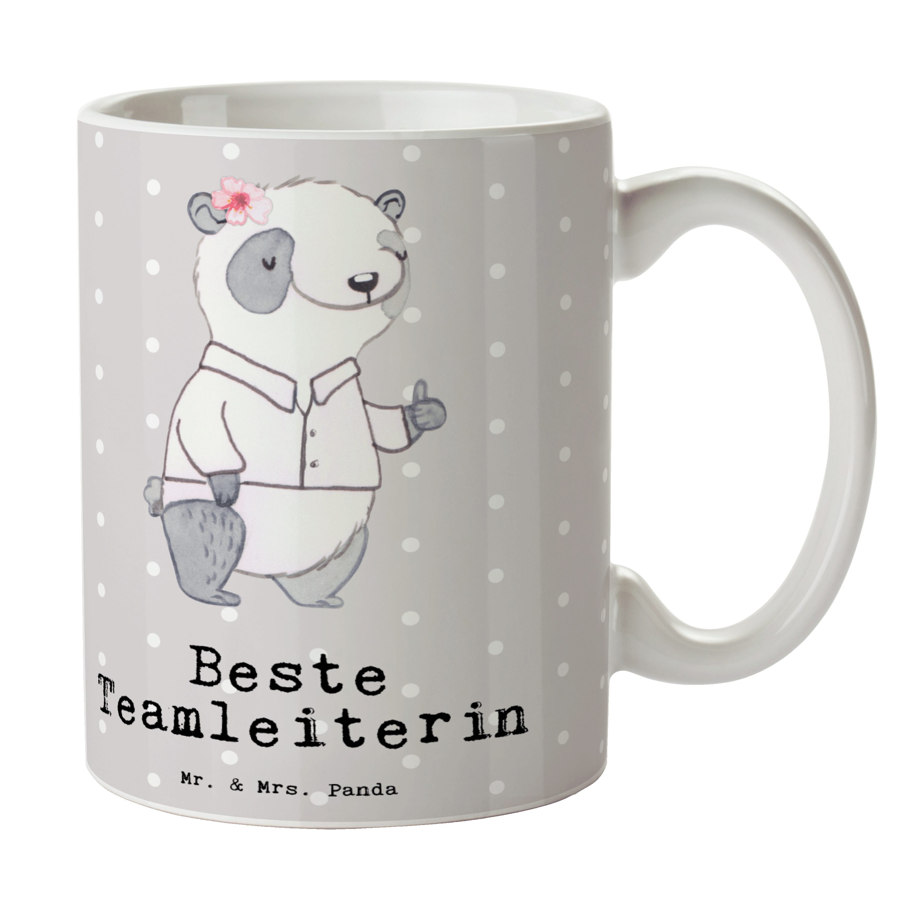 & Grau - Geschenk, Panda - Tasse Mrs. Pastell Mr. Teamleiterin Kaffeeb, Bedanken, Keramik Beste Panda