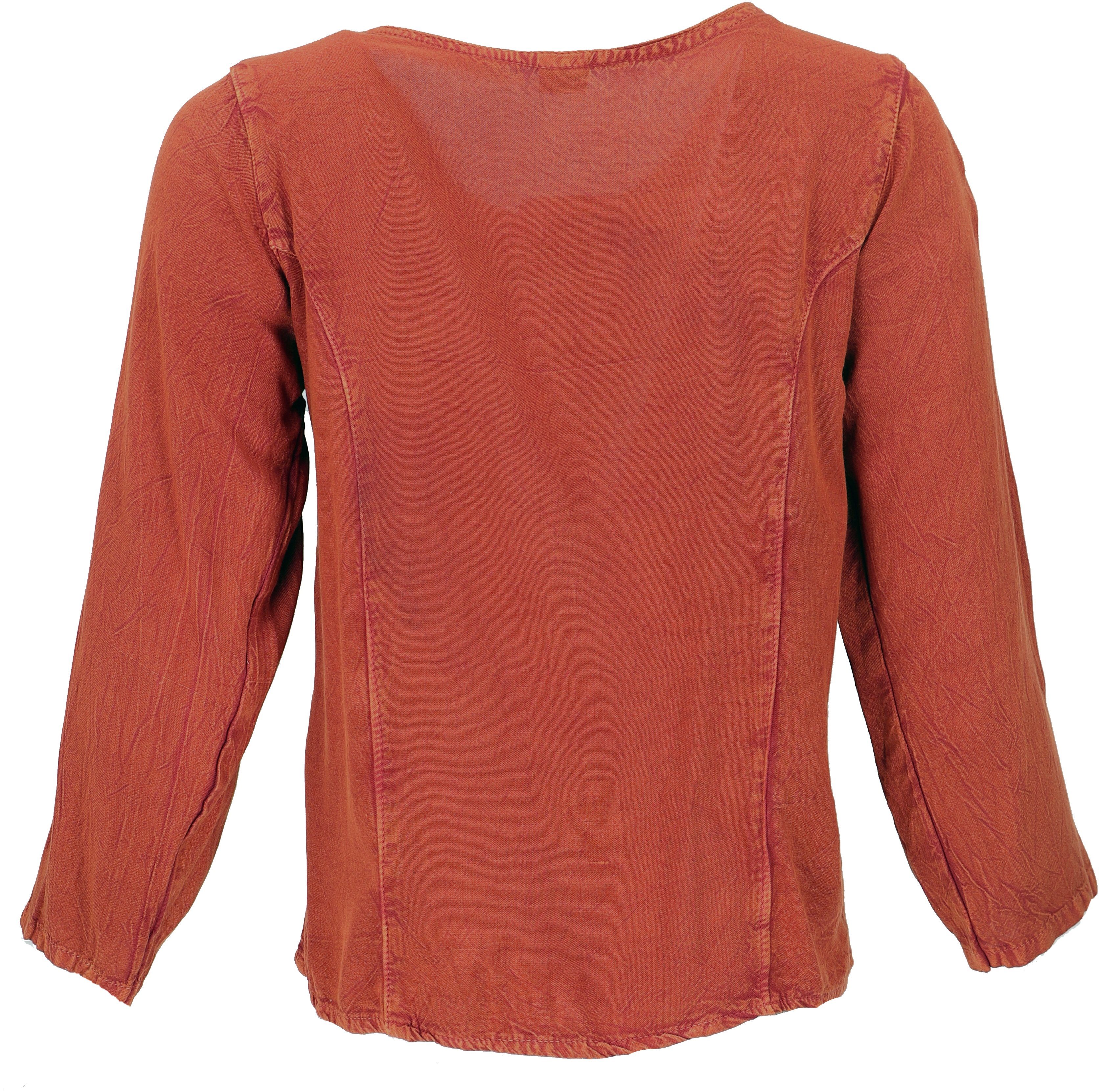 orange chic, alternative Blusentop Kurzes Guru-Shop Boho Longbluse indische Bekleidung Hippie..