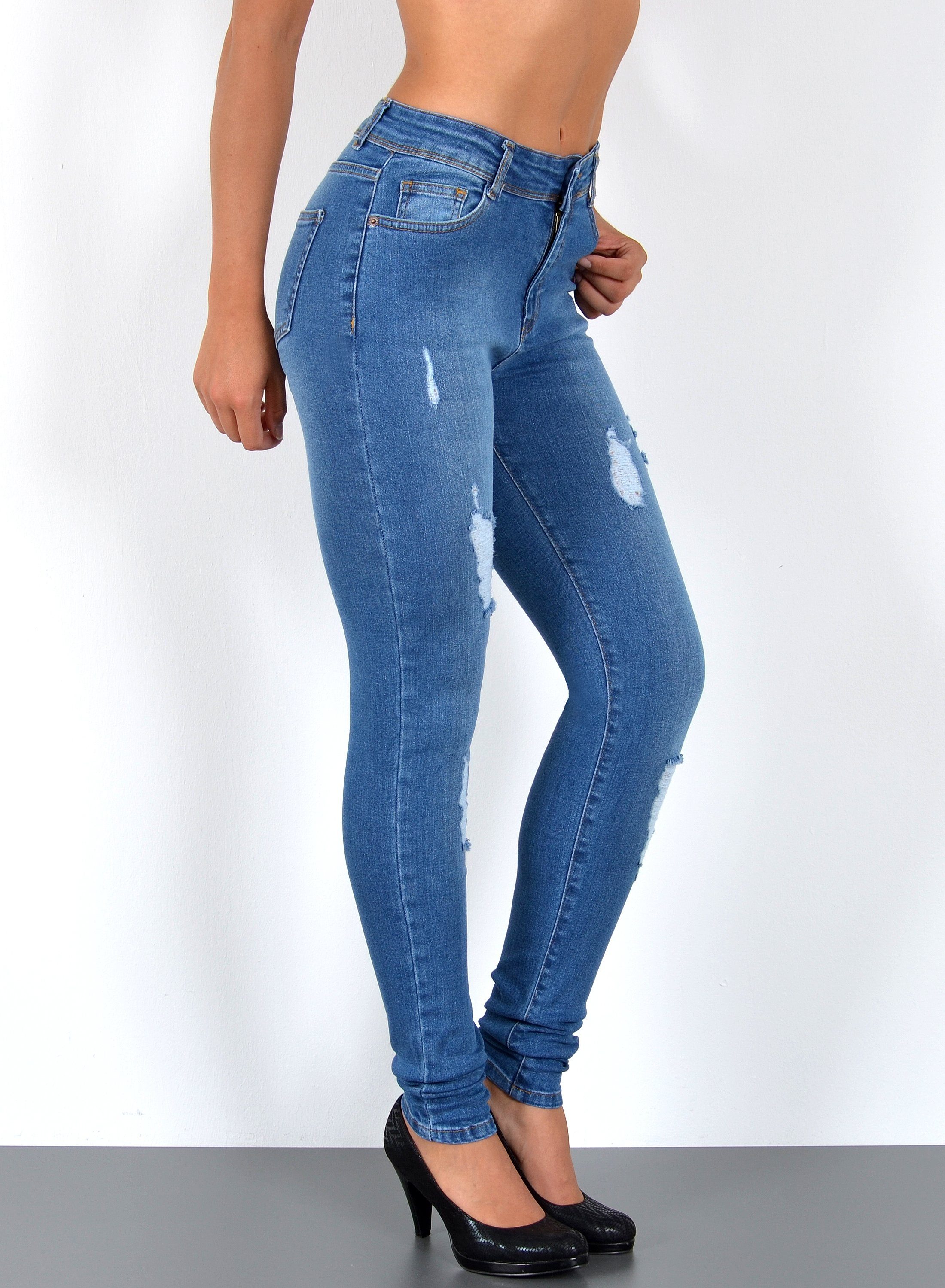 ESRA Skinny-fit-Jeans Damen Jeans Skinny Hose High Waist Jeanshose Damen Sk günstig online kaufen