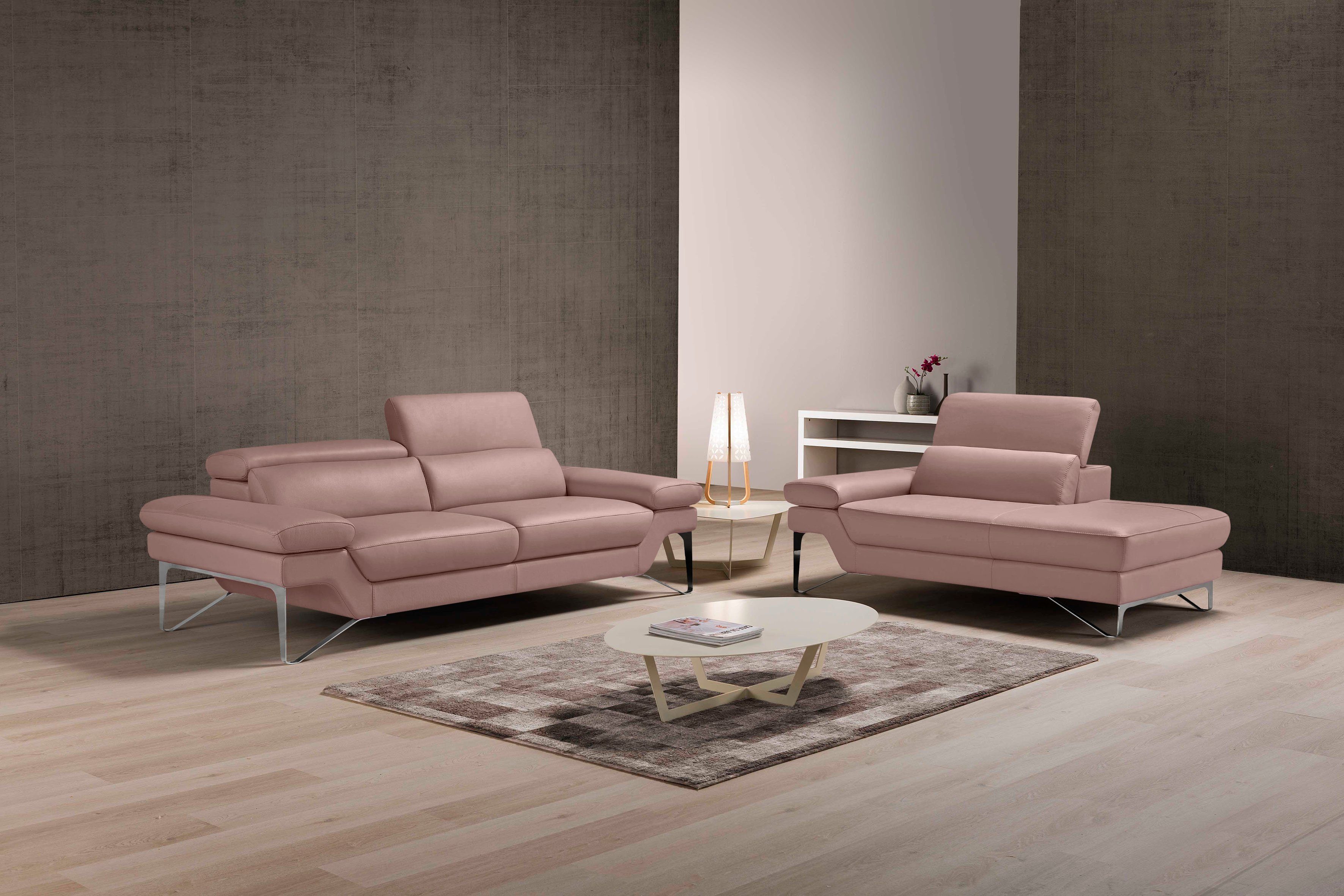 Egoitaliano Polstergarnitur Princess Design und Sitzkomfort im Einklang, bequem und hochwertig, Set aus 2,5 Sitzer und freitehende Ottomane, Kopfstützen verstellbar
