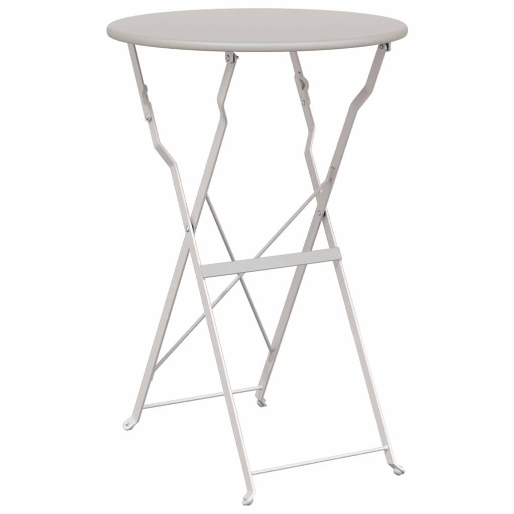 vidaXL Gartentisch Bistrotisch Beige Ø50x71 cm Pulverbeschichteter Stahl (1-St)
