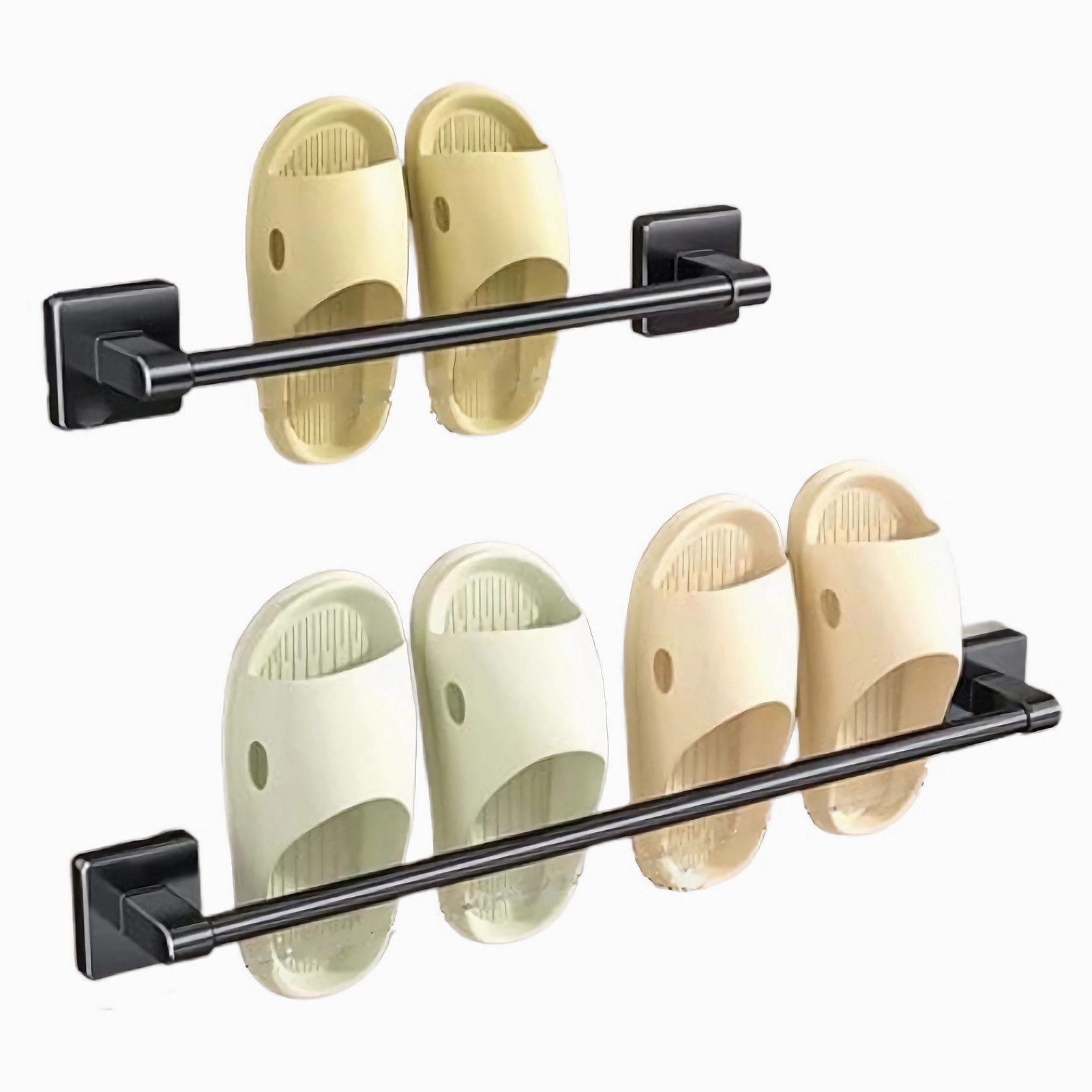 Jumpeak Unterstellregal Wandmontierte Abtropfgestell, Pantoffelständer, ohne Löcher zu stanzen, multifunktionales Hängeregal, Aufgeklebt, Raumfahrt Aluminium