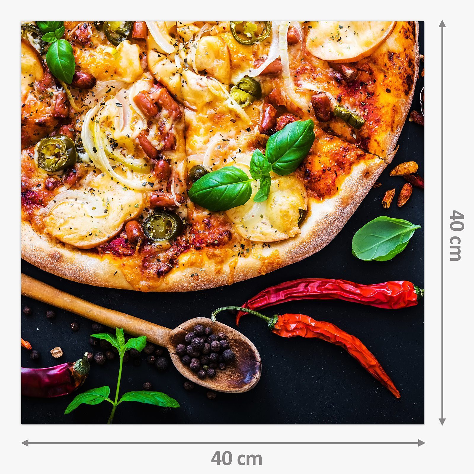 Primedeco Küchenrückwand Küchenrückwand mit Spritzschutz Glas Chili Pizza und Motiv