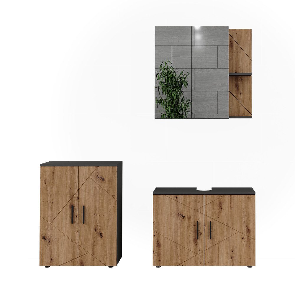 Badmöbel-Set Irma, Anthrazit/Artisan, 3 Teile
