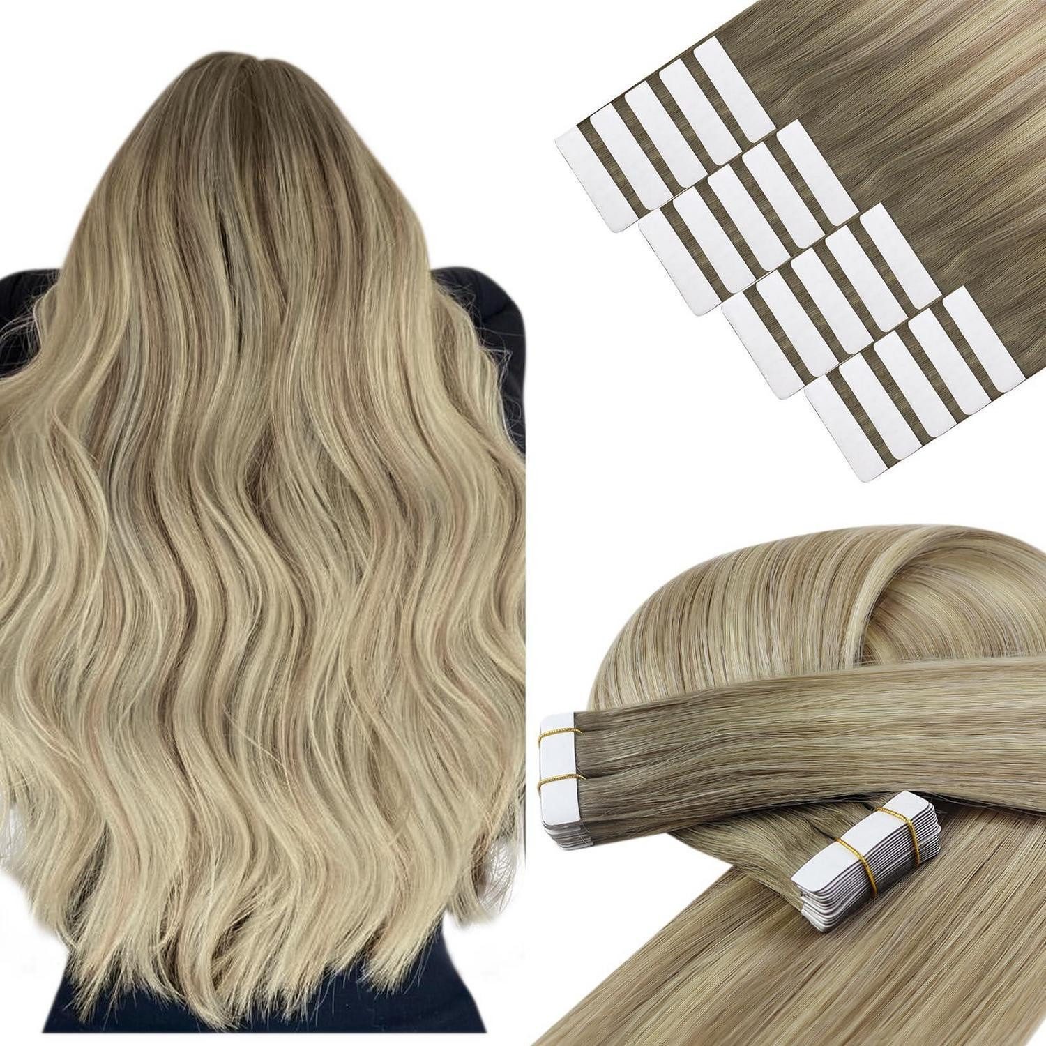 Echthaar-Extension Tape Extensions Echthaar Blond Ombre Aschblond 30 cm 2-Tape-2-#SUN