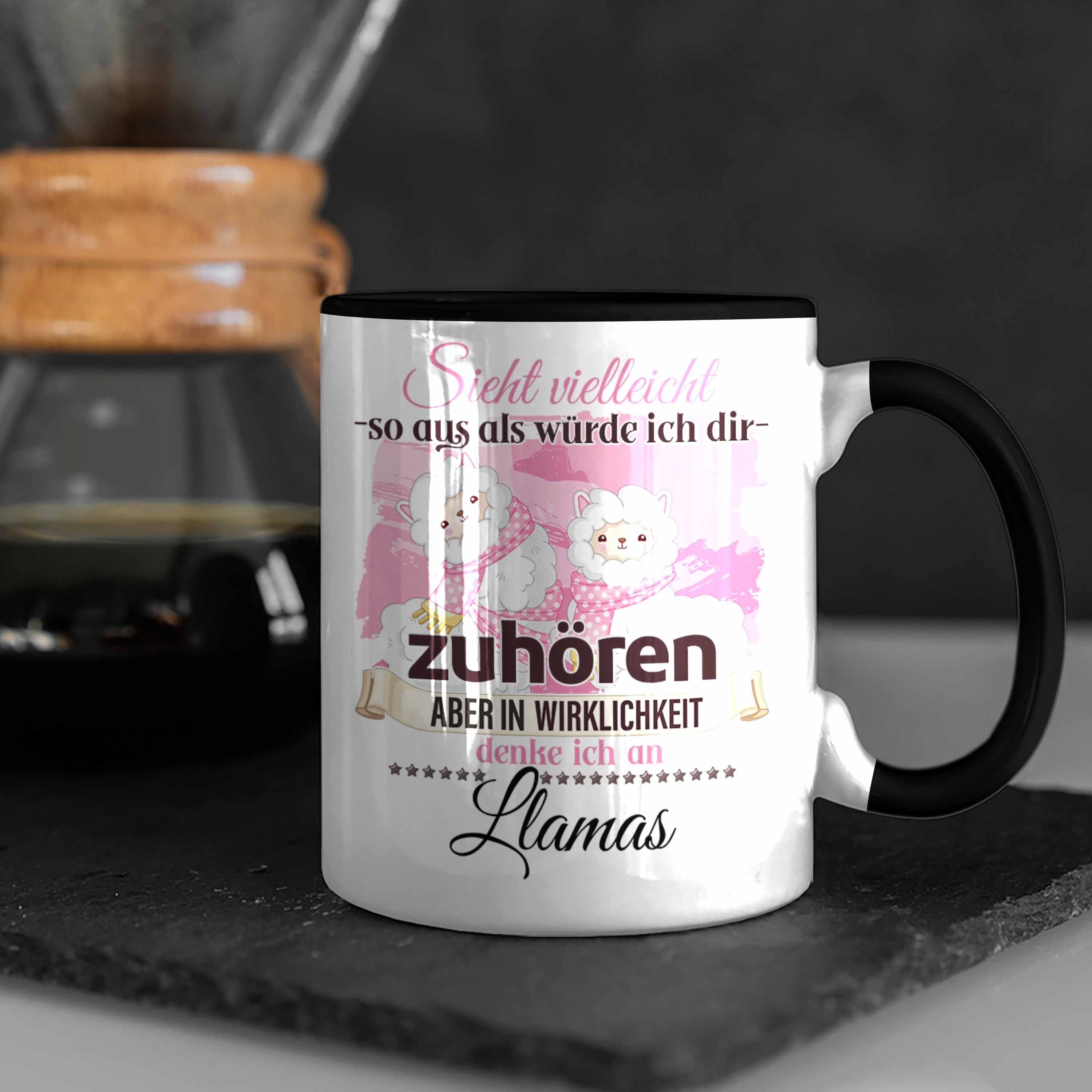 Trendation Tasse Trendation Tasse Llama Alpaka Geschenk Schwarz - Lustig Liebhaber Geschenkidee