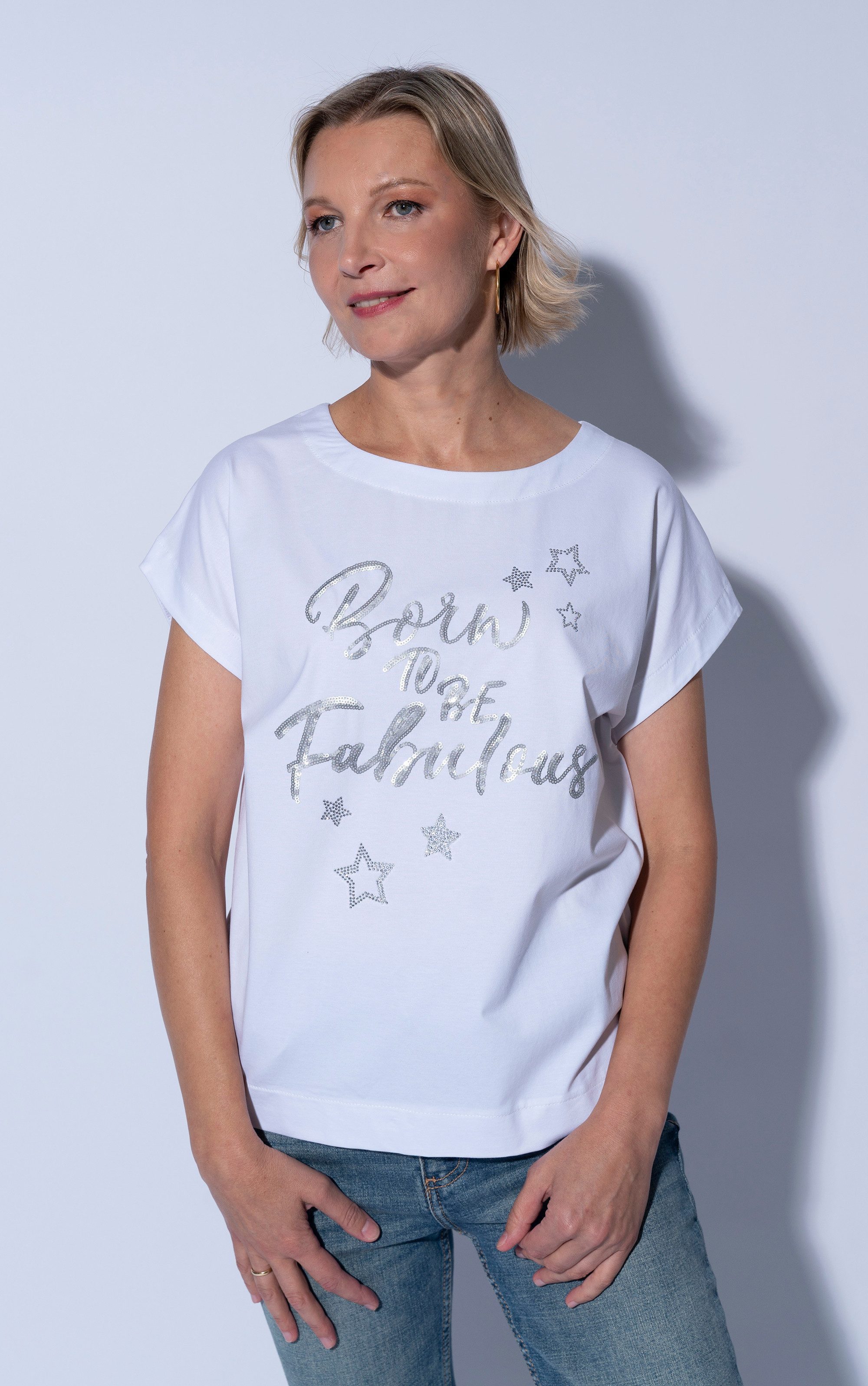 Passioni T-Shirt in Weiß, mit Statement günstig online kaufen