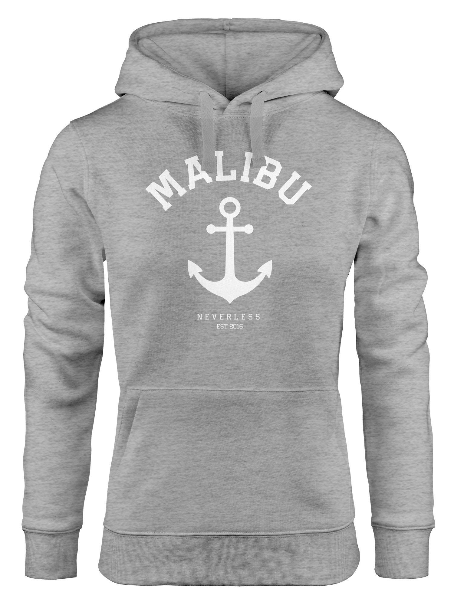 Neverless Hoodie Hoodie Damen Anker Malibu Anchor Kapuzen-Pullover Neverless® grau