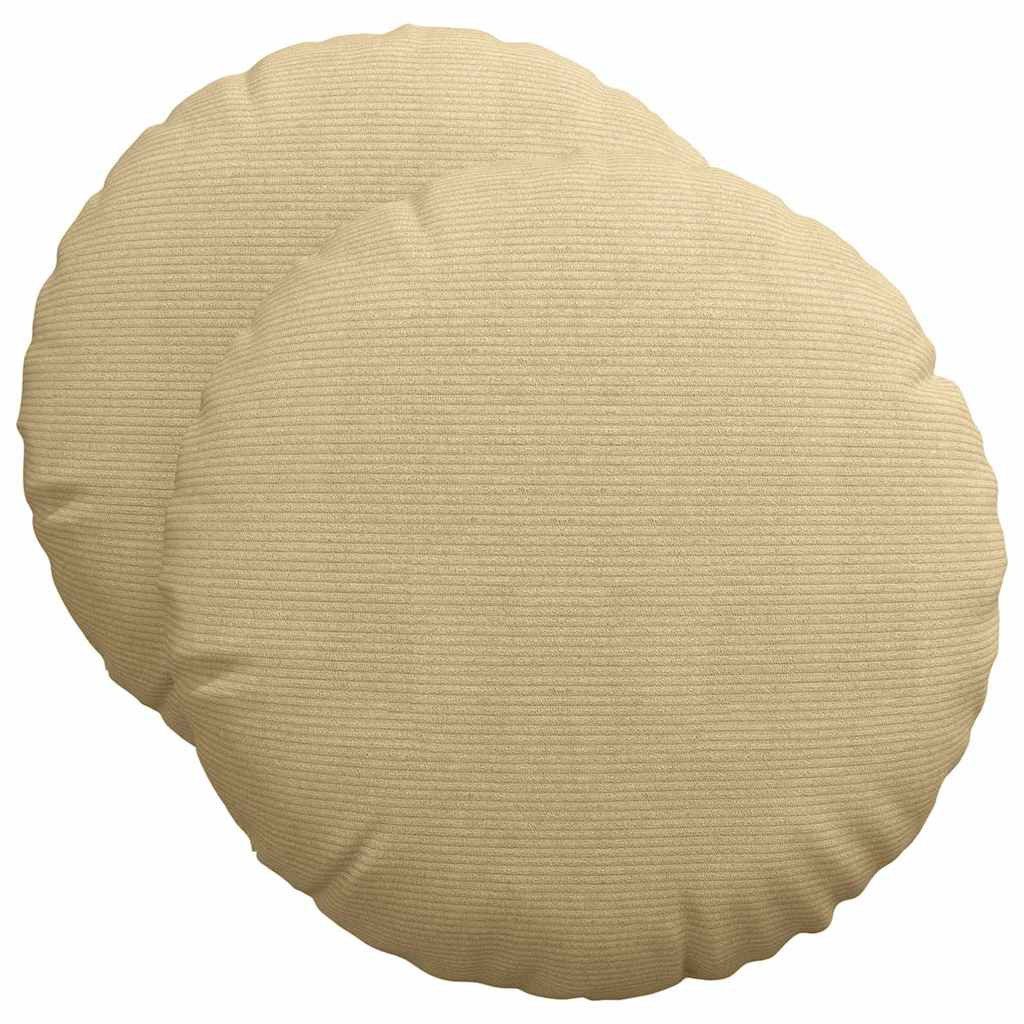vidaXL Sitzauflage Sitzkissen 2 stk. Cordstoff Grau-Grün Ø50 x 19 cm, (2 St)