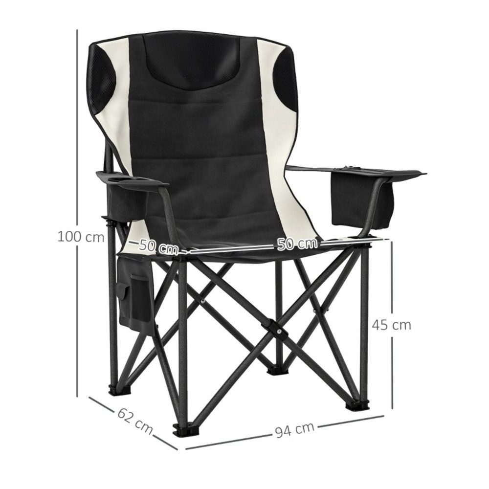 CHICFURN Campingstuhl 2er Set Faltstuhl mit Armlehnen Getränkehalter und Kopfstütze (Packung, 2 St), Mit Kühltasche, bis 120 kg belastbar, Angelstuhl für Garten