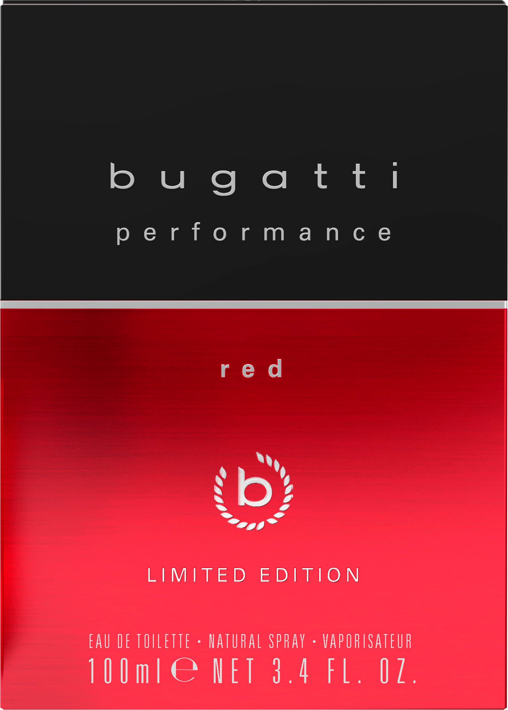 bugatti Eau de Toilette BUGATTI Performance Red Limited Edition EdT 100ml, Anziehender Herrenduft mit Grapefruit, Lavendel und Moschus.