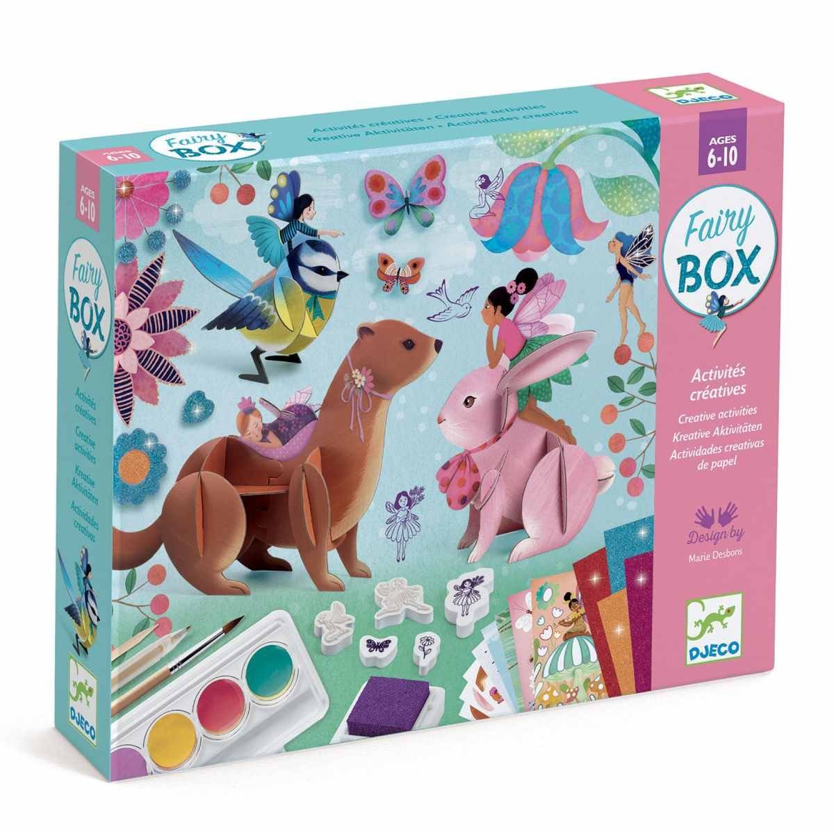 DJECO Kreativset Multi-Activity Kit Feen mit verschiedenen Aktivitäten Box Kinder 6 für