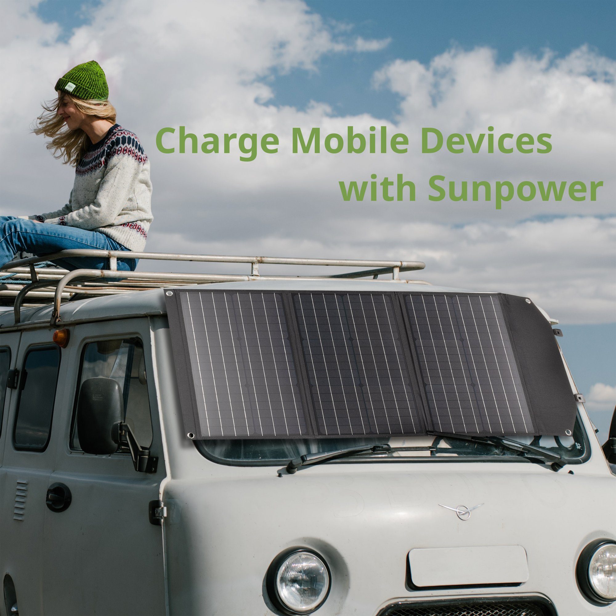 BRESSER BRESSER Mobiles Solar-Ladegerät 90 Watt mit USB- u. DC-Anschluss Powerstation – Bild 4 von 5