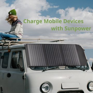 BRESSER Mobiles Solar-Ladegerät 90 Watt mit USB- u. DC-Anschluss Solarladegerät