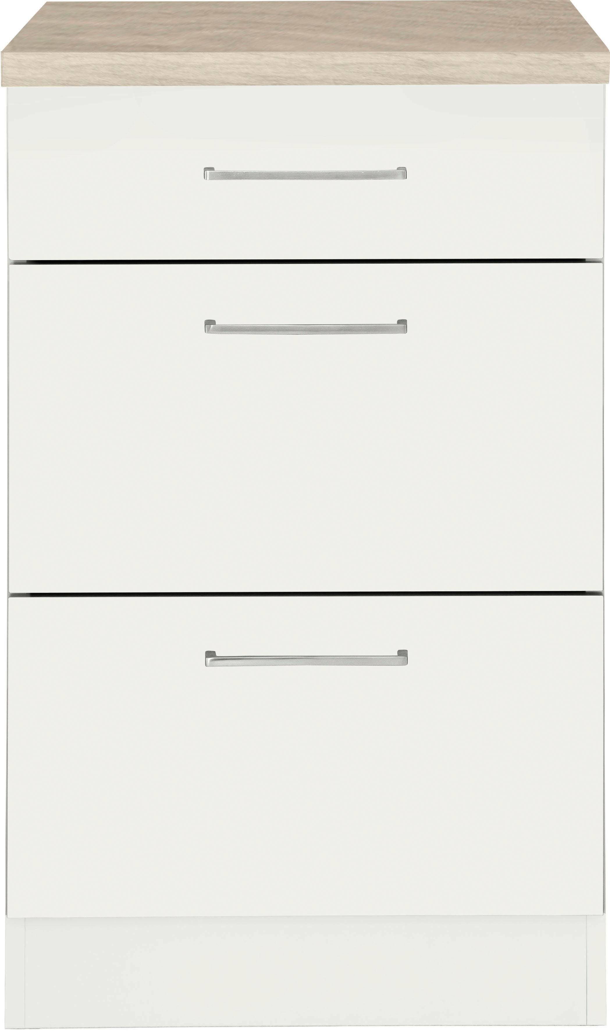 wiho Küchen Unterschrank Zell mit großen Auszügen, Breite 50 cm weiß/weiß