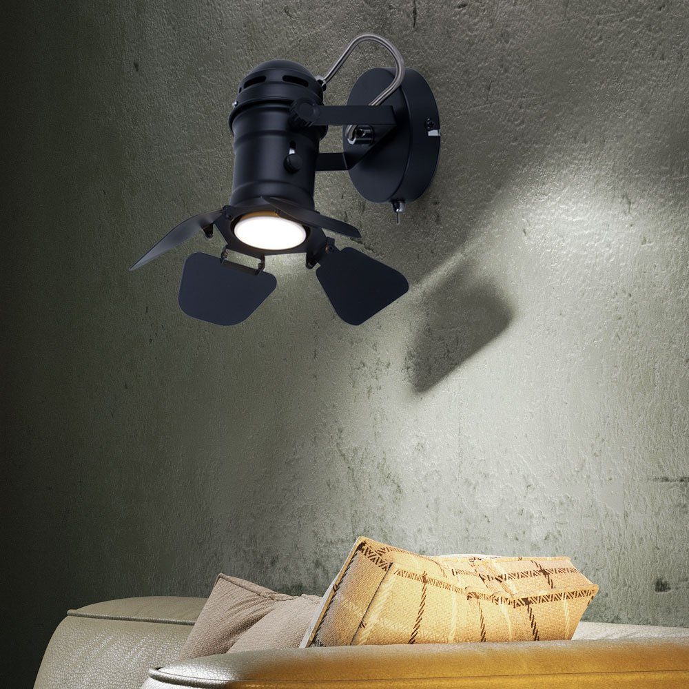 Globo Wandleuchte, Leuchtmittel nicht RETRO Lampe Spot inklusive, schwarz Zimmer Schlaf Wand Gäste Beleuchtung Klappen