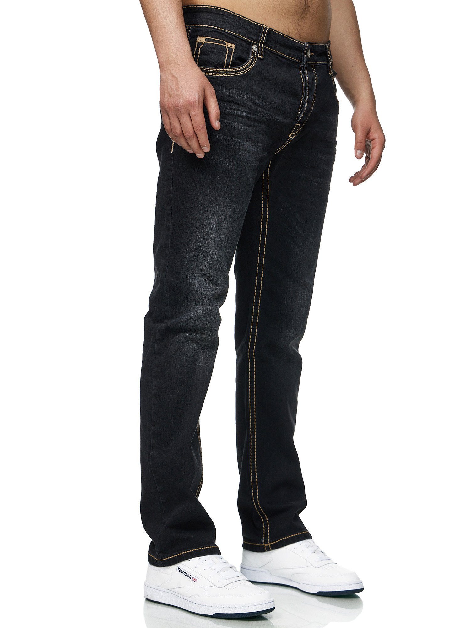 John Kayna Slim-fit-Jeans Herren Designerjeans Jeanshose Regular Designer Jeans Herrenjeans Fit Freizeit,Casual Herrenho (Jeanshose Schwarz 1-tlg) Bootcut, Denim