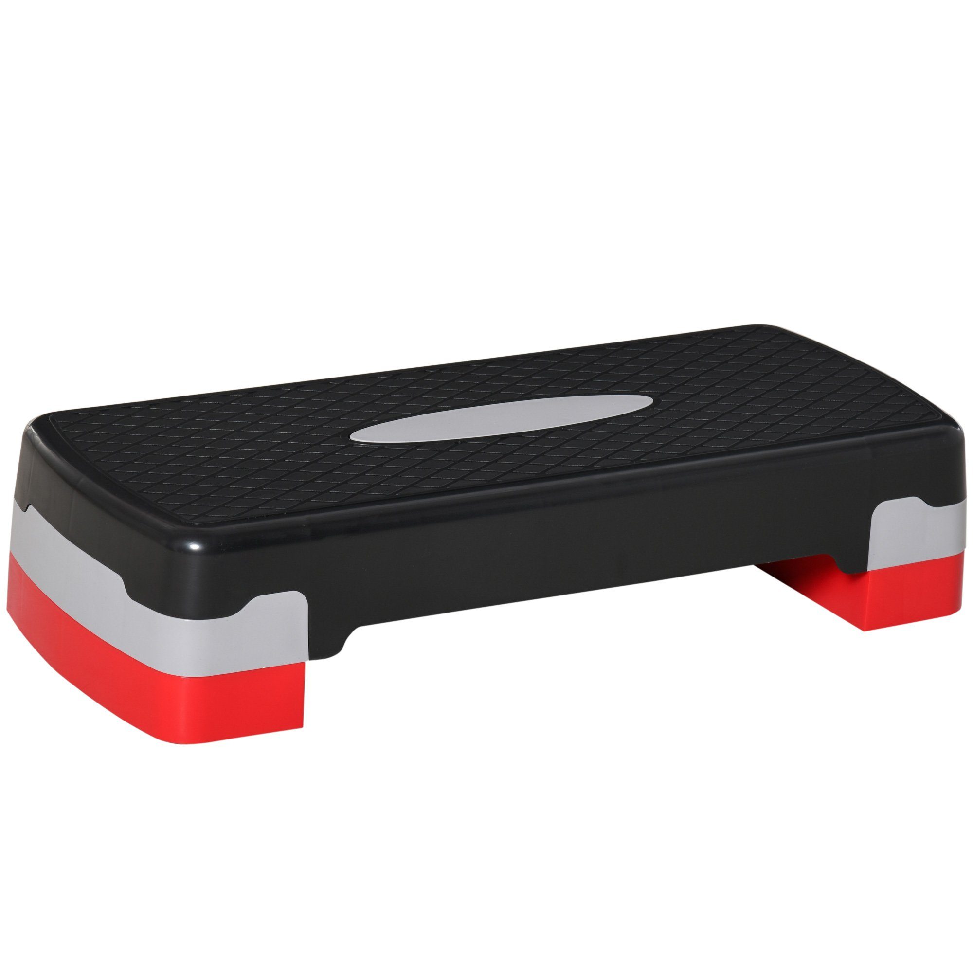 HOMCOM Stepper Steppbrett Aerobic 2-stufig (Fitness Heimtrainer, 1-tlg., Stepper), für Zuhause Heim Büro, Schwarz+Grau+Rot