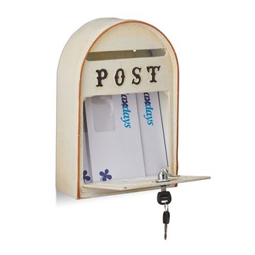 relaxdays Briefkasten Briefkasten antik mit Posthorn