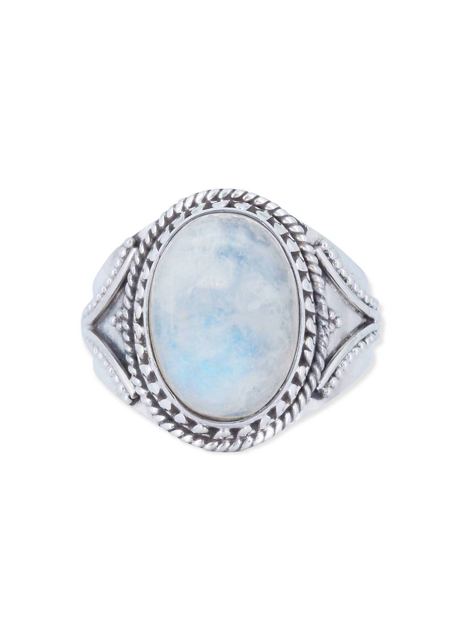 mantraroma Silberring MEKANU aus 925 Silber mit Regenbogen Mondstein (Ring günstig online kaufen